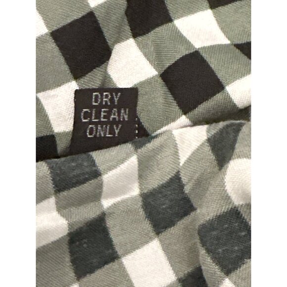 CCC Vintage Black White Gingham Checkered Midi Dress Button Front Elastic Cuffs - Picture 8 of 8